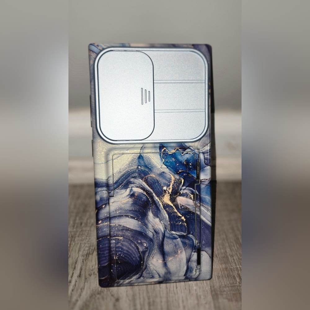 Samsung S24 Phone Case, Polar Cloud Blue Marble Phone Case & Screen Protector